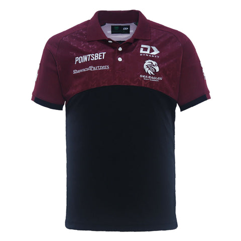 2024 Sea Eagles Mens Black Media Polo-FRONT