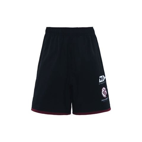 2024 Sea Eagles Junior Black Gym Short-FRONT