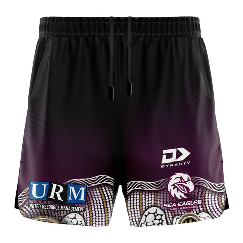 2025 Sea Eagles Mens Indigenous Gym Short - Black